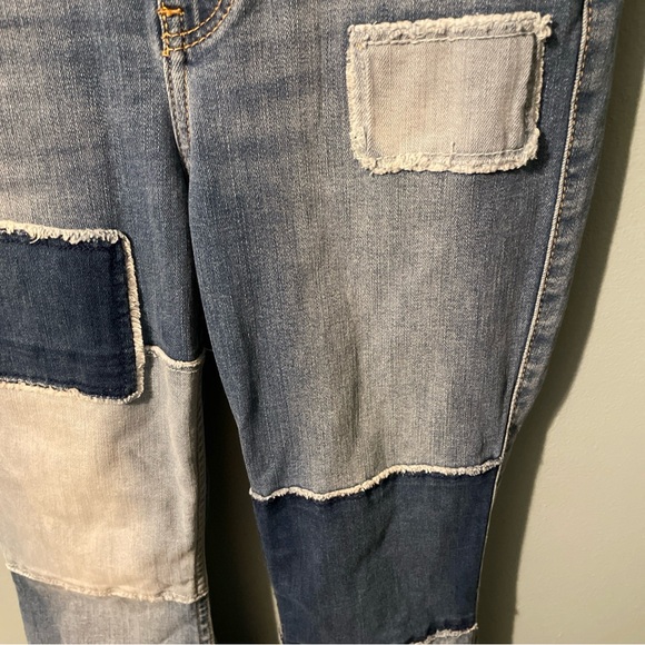 Hollister Patchwork Flare Jeans - Blue good condition 7/10 - Picture 5 of 9